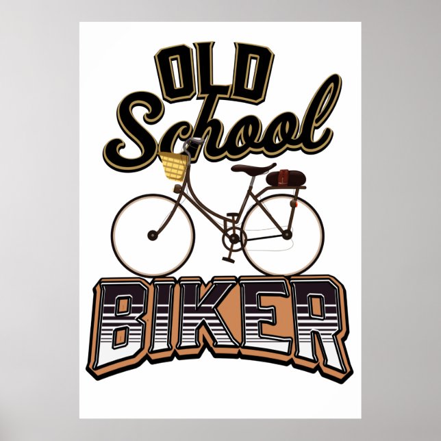 Old School Biker cyclist Poster (Front)