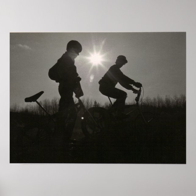 Old school BMX print, Silhouette, Two Subjects Poster (Front)