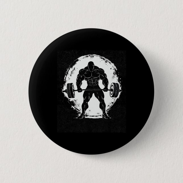 Old School Bodybuilding Weight Workout Graphic For 2 Inch Round Button (Front)