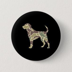 Old School Camo Hunting Dog 2 Inch Round Button