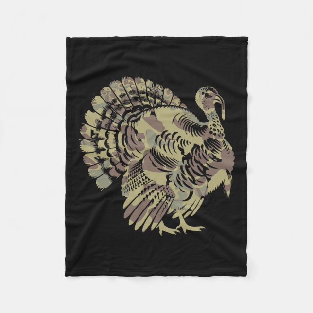 Old School Camo Turkey Hunting Thankgiving Gift  Fleece Blanket (Front)