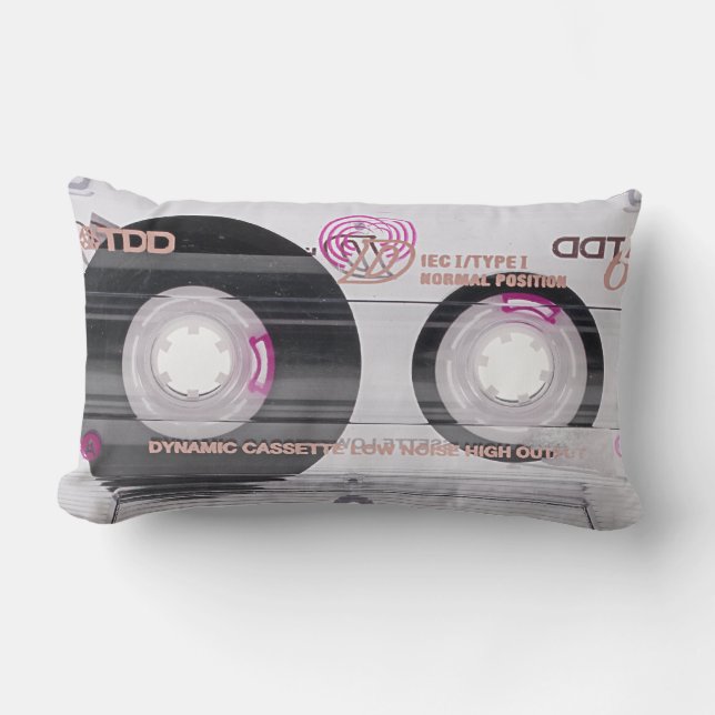 Old school cassette tape lumbar pillow (Front)