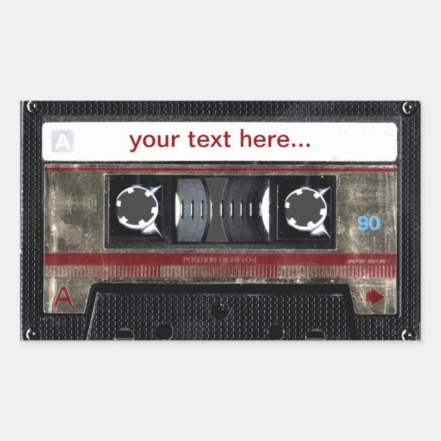 Old School Cassette w/ Customizable Text Sticker (Front)