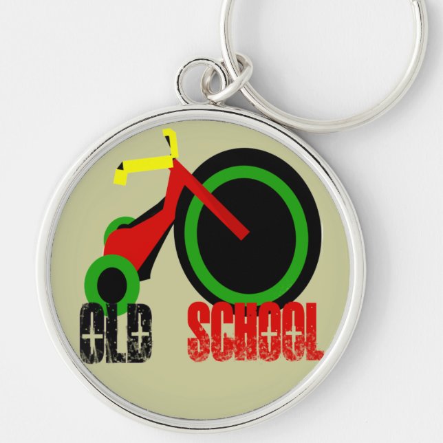 Old School - Change background colours Keychain (Front)