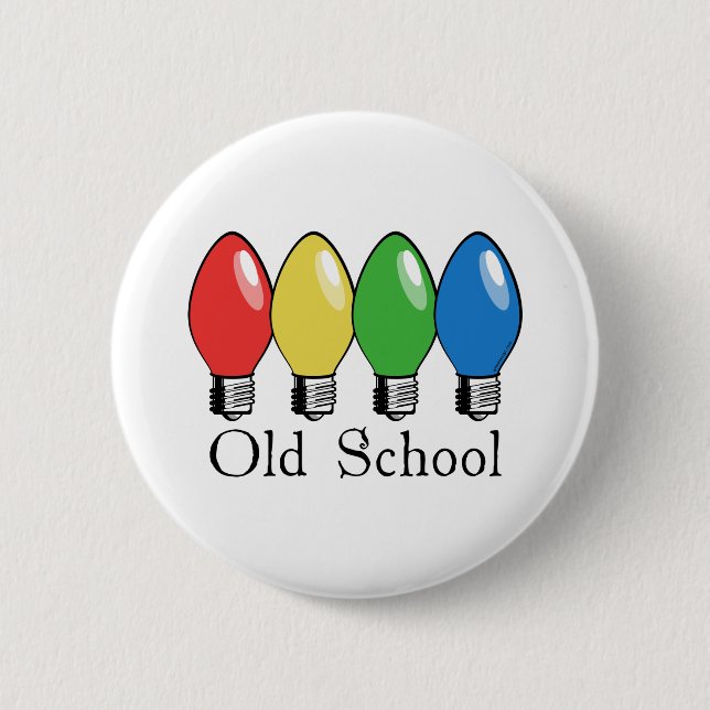 Old School Christmas Tree Lights 2 Inch Round Button (Front)