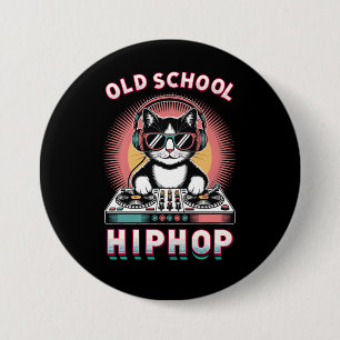 Old School Cool Cat DJ 3 Inch Round Button