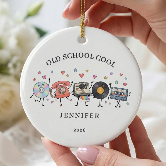 Old School Cool Retro  Ceramic Ornament (Creator Uploaded)