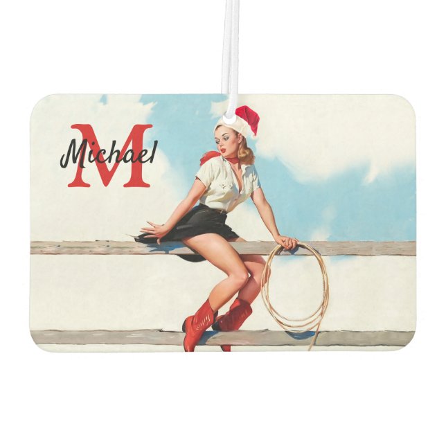 Old School Cowgirl Christmas Gift For Him Air Freshener (Back)