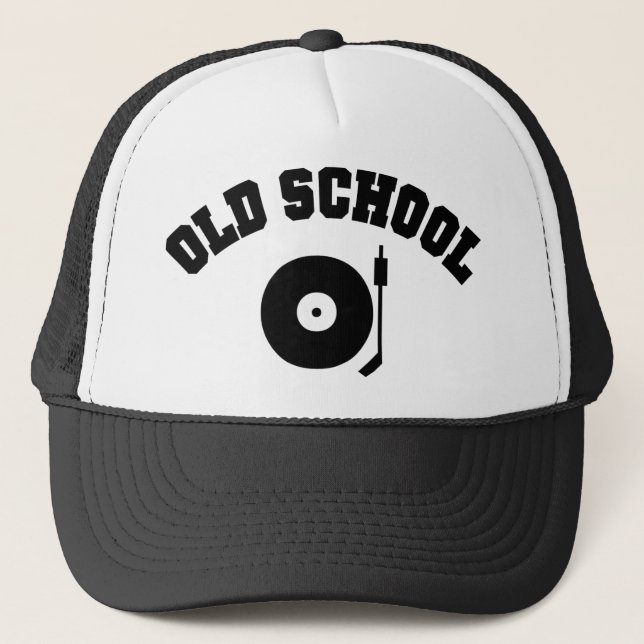 Old School DJ Record Player Trucker Hat (Front)