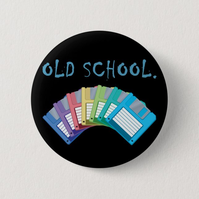 old school floppy discs 2 inch round button (Front)