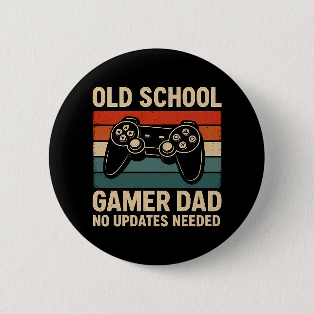 Old School Gamer Dad Retro Controller  2 Inch Round Button (Front)