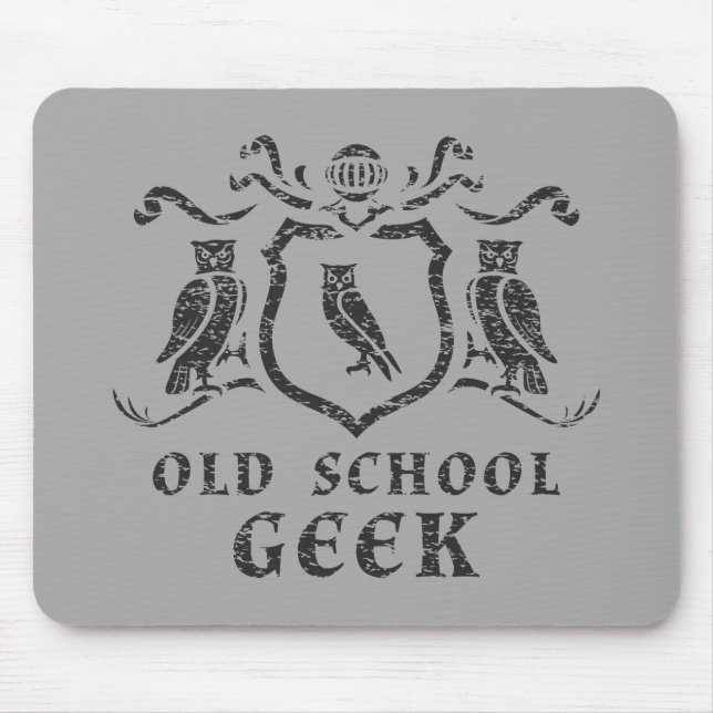Old School Geek Owl Mousepad (Front)