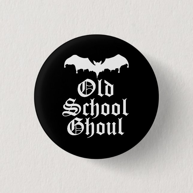 Old School Ghoul Goth Bat 1 Inch Round Button (Front)