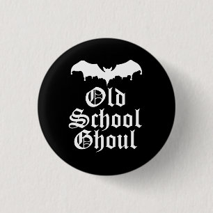 Old School Ghoul Goth Bat 1 Inch Round Button
