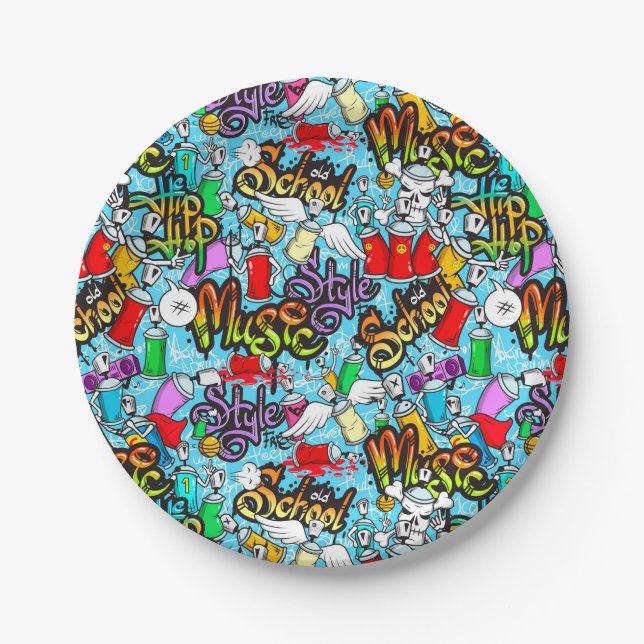 Old School Graffitti Paper Plate (Front)
