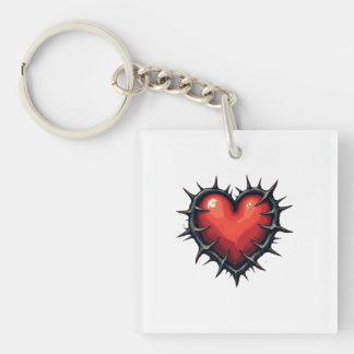 Old School Heart & Thorns Tattoo T-Shirt Keychain