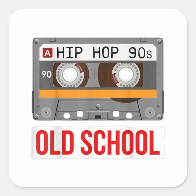 Old School Hip Hop Cassette Tape Rap Music Lovers  Square Sticker (Front)
