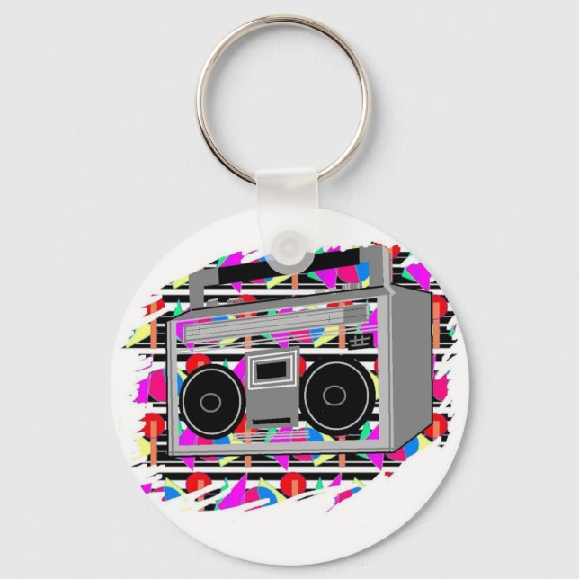 old school hip hop stereo RETRO 1980s boombox Keychain (Front)