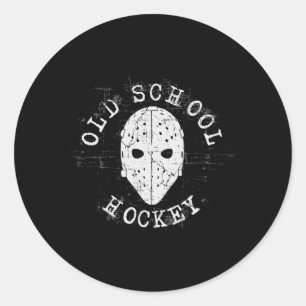 Old School Hockey Goalie Mask Classic Round Sticker