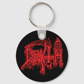 old School Logo red on black button Keychain