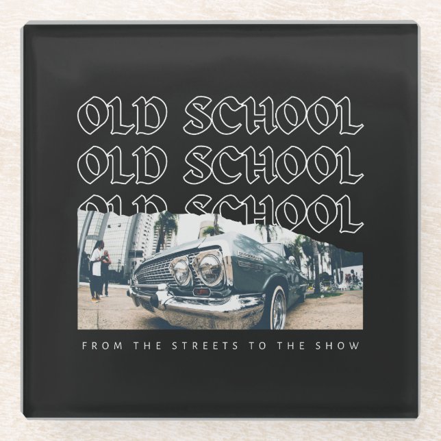Old School Lowrider Tribute Glass Coaster (Front)