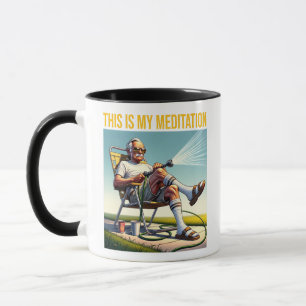 Old School Man Watering Lawn Tee Mug
