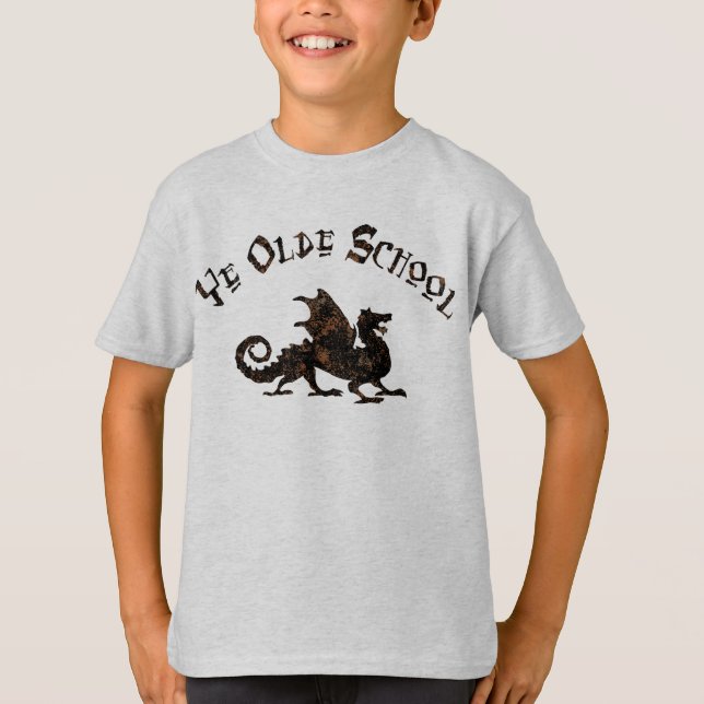 Old School - Medieval Dragon King Arthur Knights T-Shirt (Front)