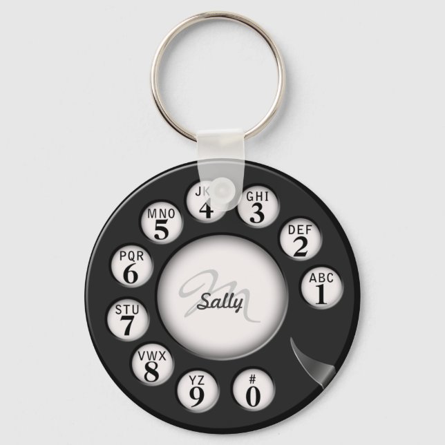 Old School Monogram Rotary Phone Dial Keychain (Front)