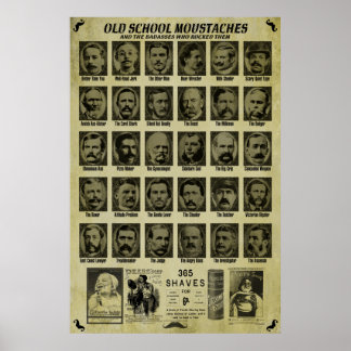 Old School Moustaches - Good Humour for Bars n Poster