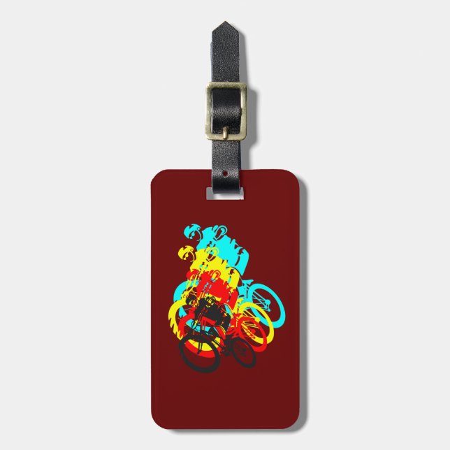 Old school MTB / Trials bike wheelie Luggage Tag (Front Vertical)