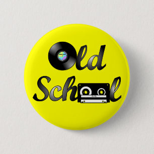 Old School Music Media Round (Yellow) 2 Inch Round Button