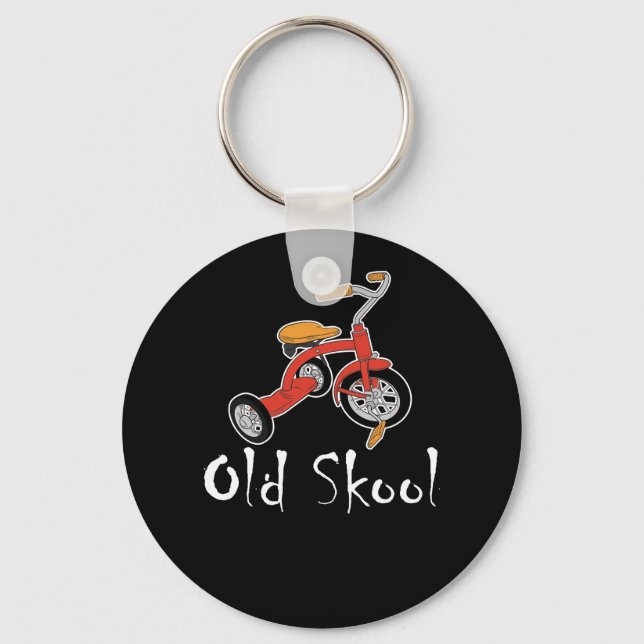 Old School Old Skool Tricycle Bike Trike Keychain (Front)