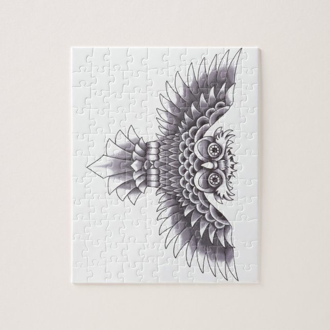 Old School Owl Tattoo Design Jigsaw Puzzle (Vertical)
