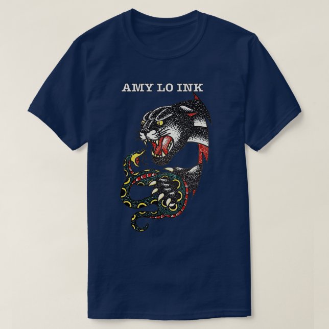 Old School Panther and Snake 1  T-Shirt (Design Front)