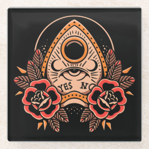 Old School Planchette Tattoo Coaster