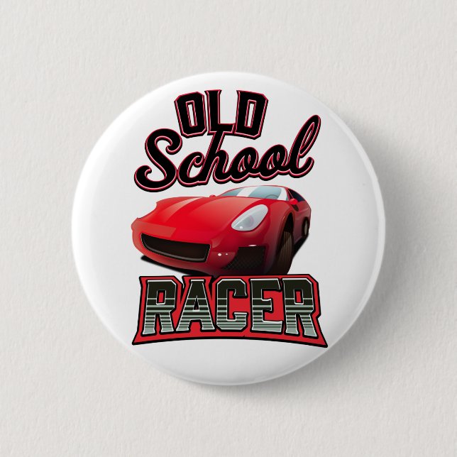 Old School Racer Logo 2 Inch Round Button (Front)