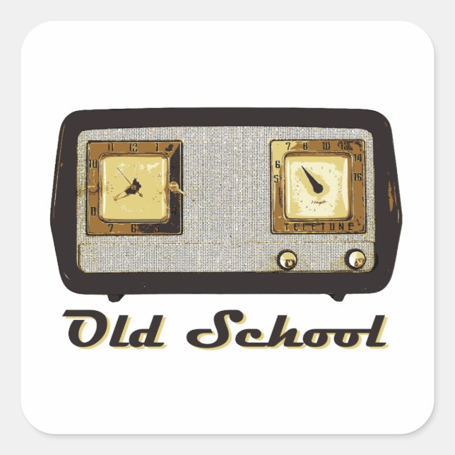 Old School Radio Retro Vintage Square Sticker (Front)
