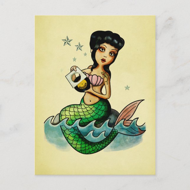 Old School Reggae Mermaid Postcard (Front)