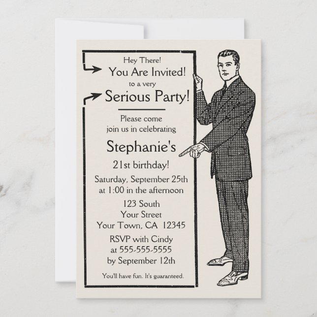 Old School Retro Guy Invitation (Devant)