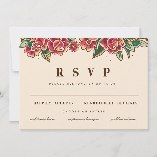 Old School Rose Tattoo Art Invitation (Front)