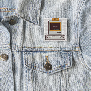 Old School Rules Retro Computer Game Over 2 Inch Square Button