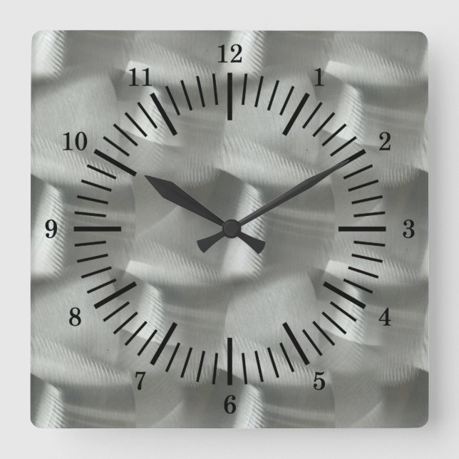 Old School Simulated Brushed Aluminum Square Wall Clock (Front)
