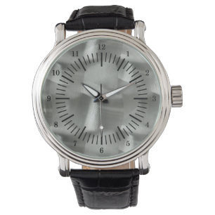 Old School Simulated Brushed Aluminum Watch