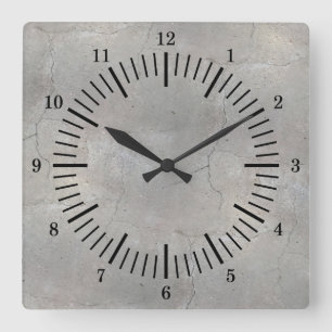 Old School Simulated Concrete Square Wall Clock