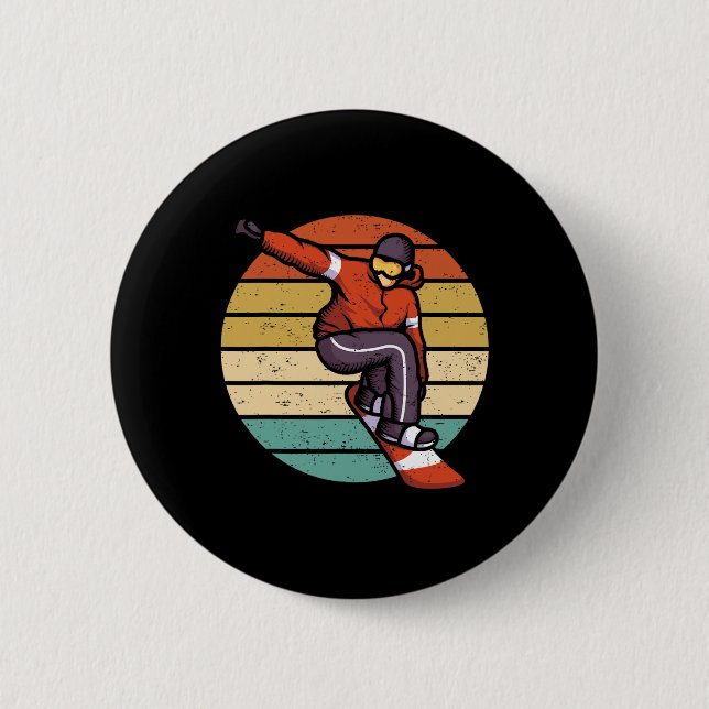Old School Snowboarding - Snowboard  2 Inch Round Button (Front)