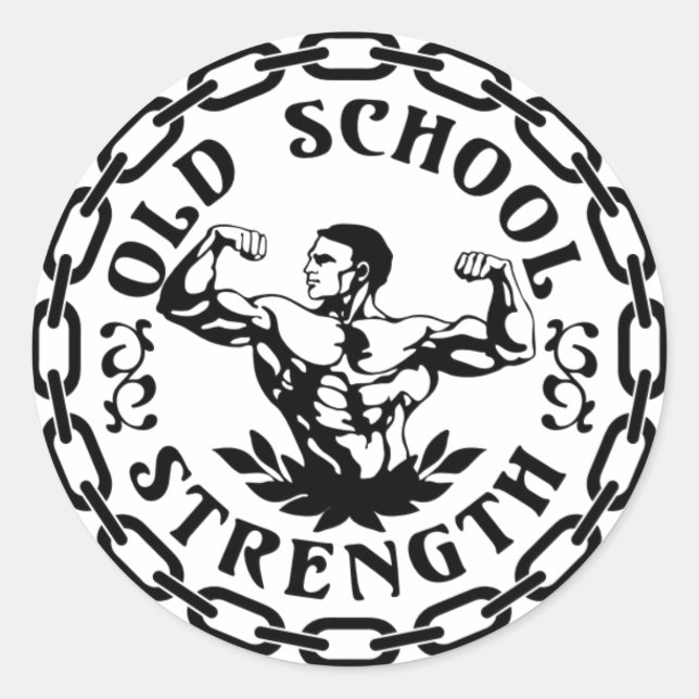 Old School Strength Vintage Classic Round Sticker (Front)