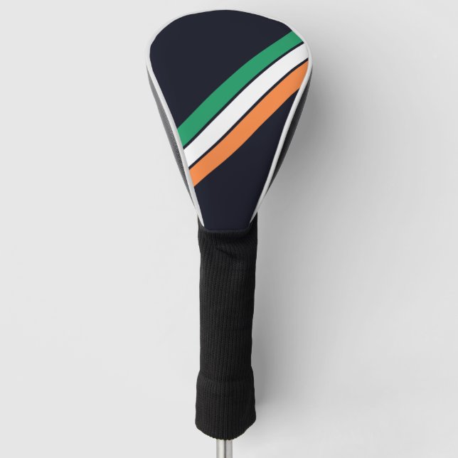 Old School Striped 70s 80s Retro Racing Stripes Golf Head Cover (Front)