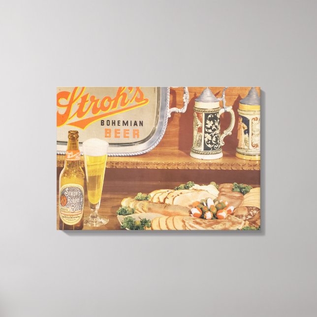 Old school stroh’s beer canvas art (Front)
