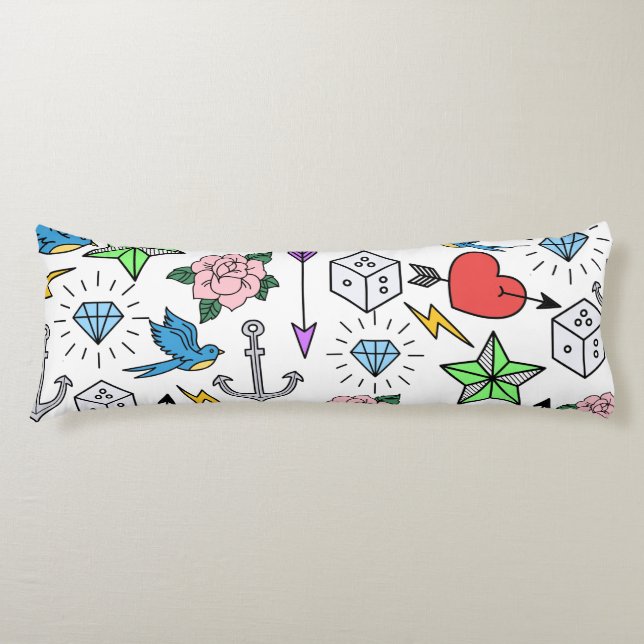 Old School Tattoo Body Pillow (Front)
