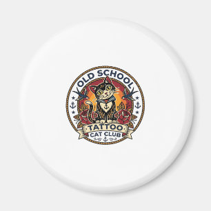 Old School Tattoo Cat Cute Kitty Design - Old Scho Magnet